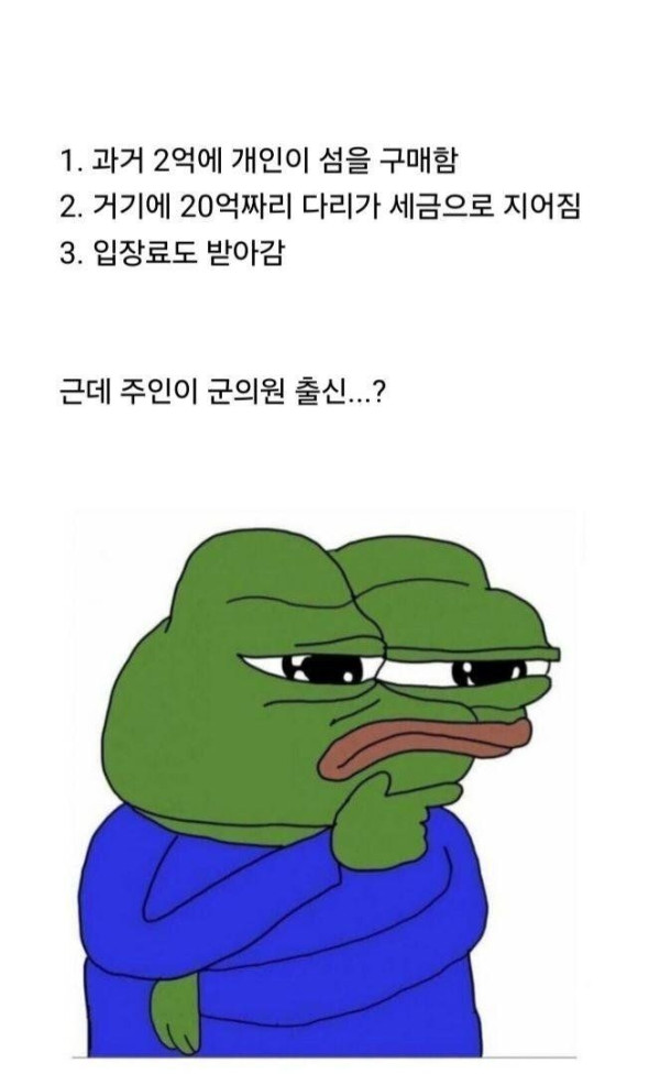 2억짜리 개인 섬에 20억들여 다리 놔준 지자체