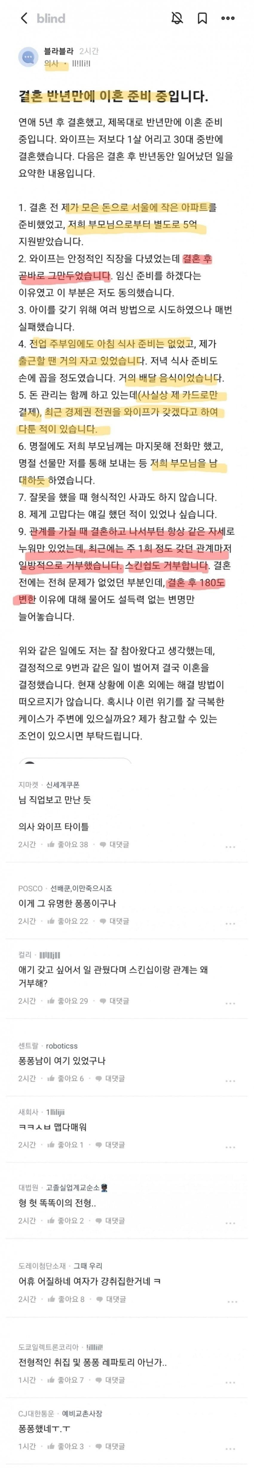 결혼 반년만에 이혼결심한 의사