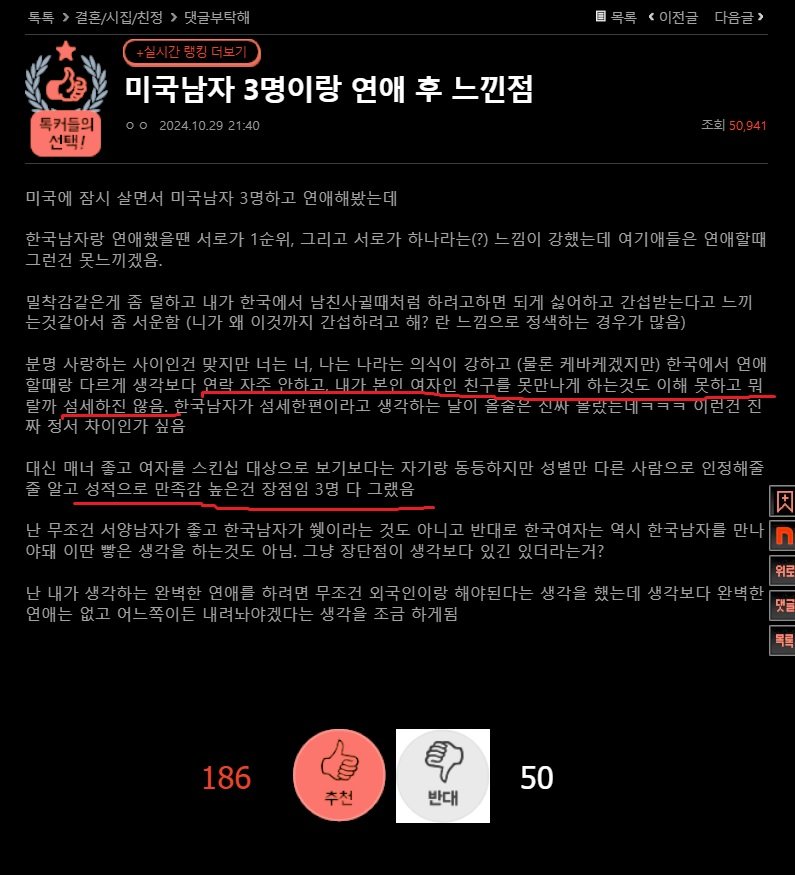 한국여자가 미국남자 3명과 연애후 느낀점