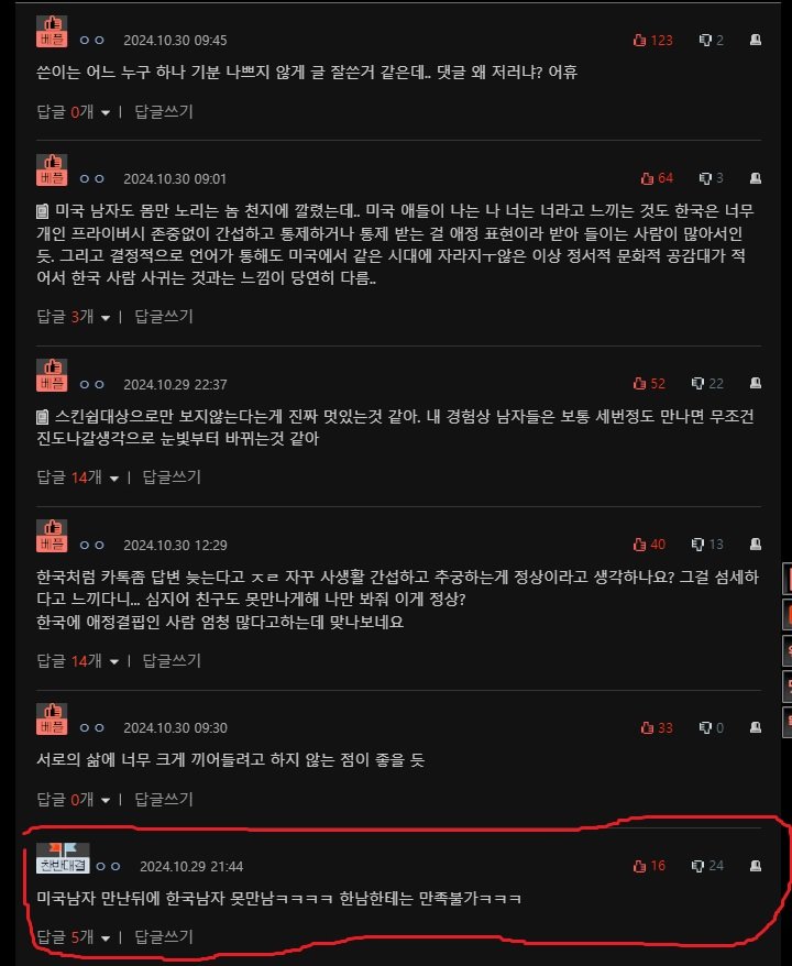 한국여자가 미국남자 3명과 연애후 느낀점