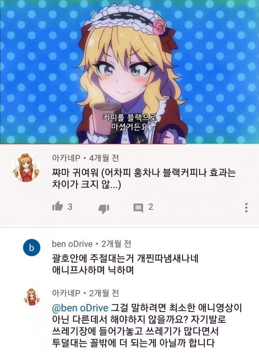 팩폭하는 애니 프사