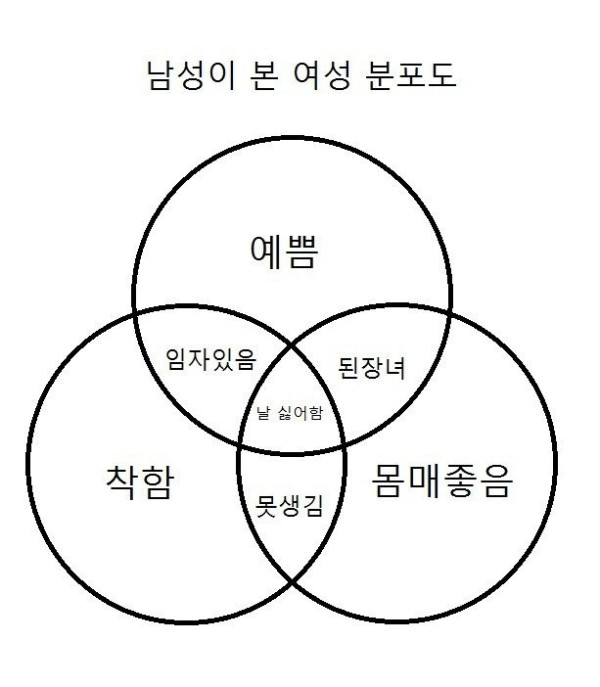 남성이 본 여성 분포도