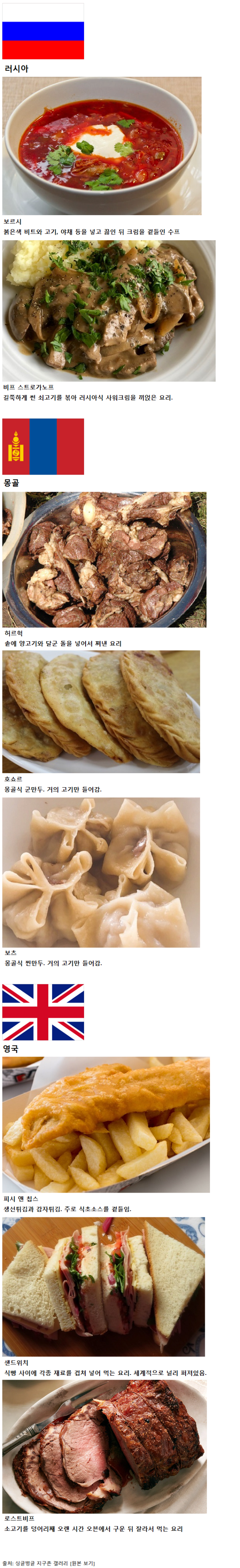 세계 각국의 대표요리