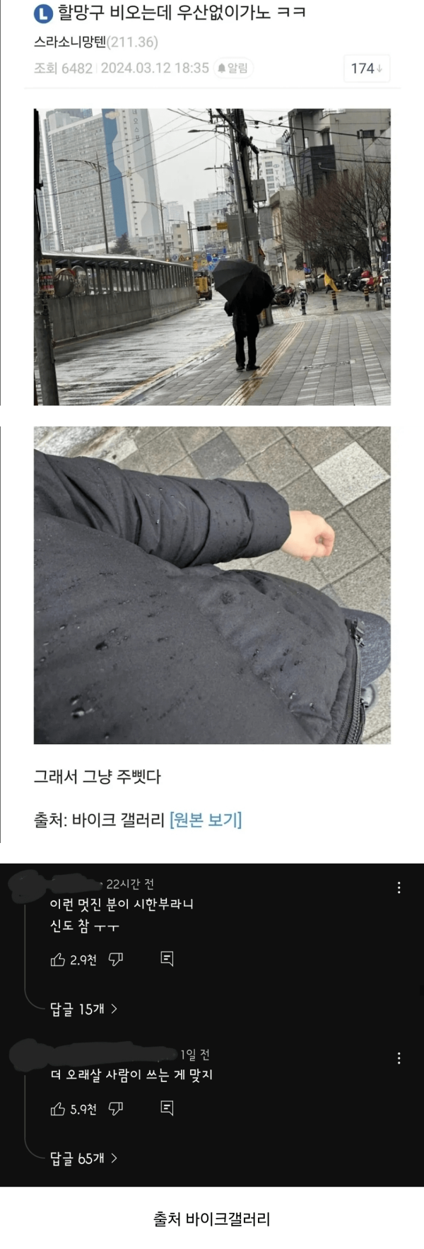 할망구 비오는데 우산 없이 가노 ㅋㅋㅋㅋㅋㅋㅋㅋ