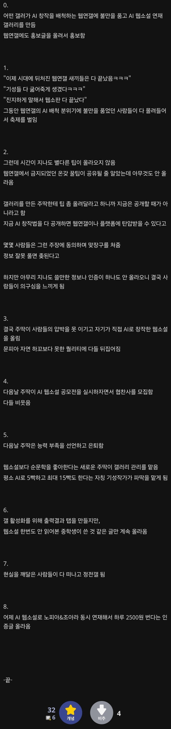 웹소설 Ai 딸깍으로 출력된다는 사람들 근황