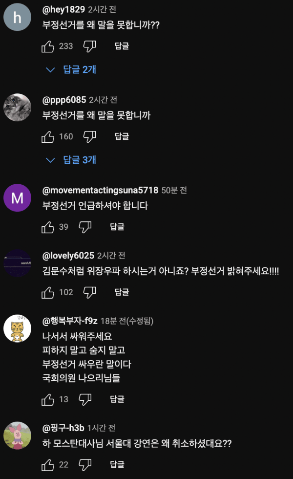 개딸 나라 망하는 길 오세훈 극우 유튜버 두 눈 의심