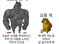 300년 전 개와 요즘 개.