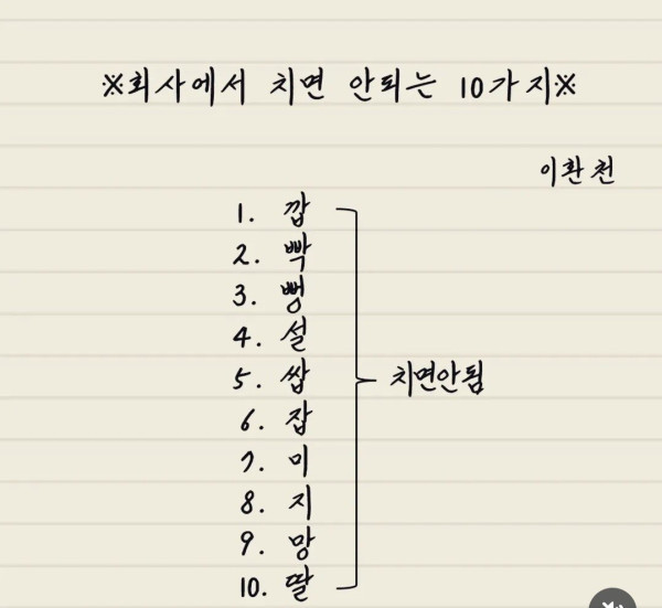 의외로 회사에서 치면 안되는 10가지