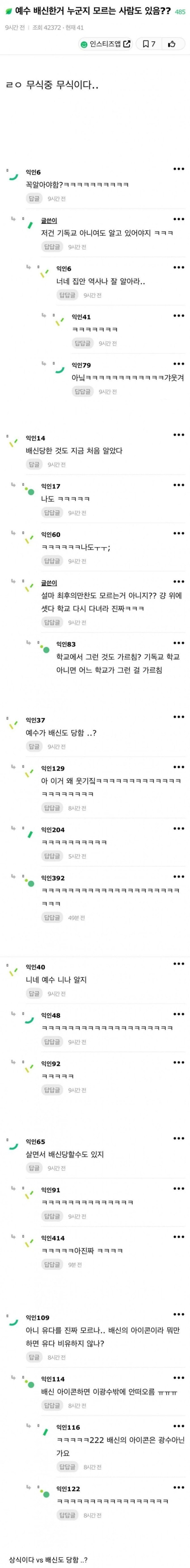 예수를 배신한 사람이 누군지 모르는 사람도 있다고