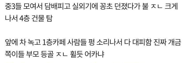담배피던 중딩들 대참사 레전드