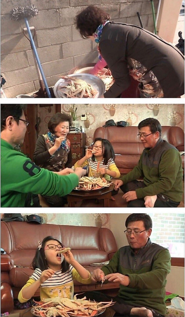 할아버지를 위해 대게는 안 먹어도 된다는 손녀