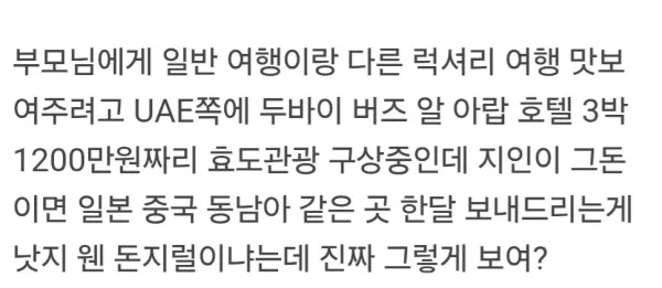 돈낭비인지 논란인 두바이 럭셔리 효도관광