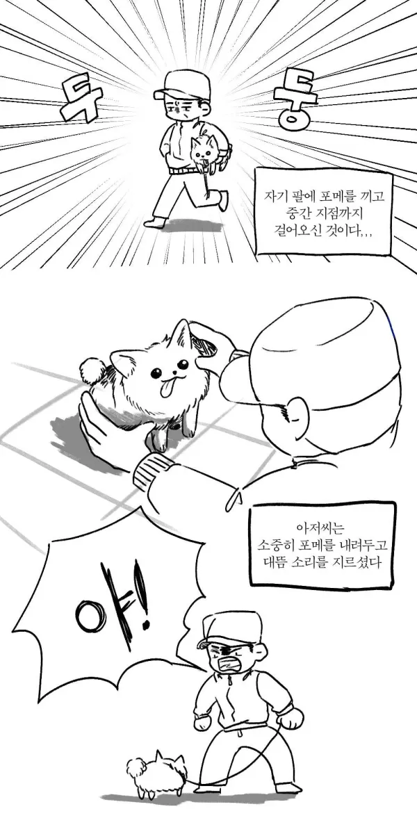 공원에서 강아지한테 소리지르는 아저씨 봄