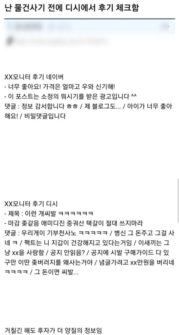 물건 사기 전 디시에서 후기 체크 하는 사람