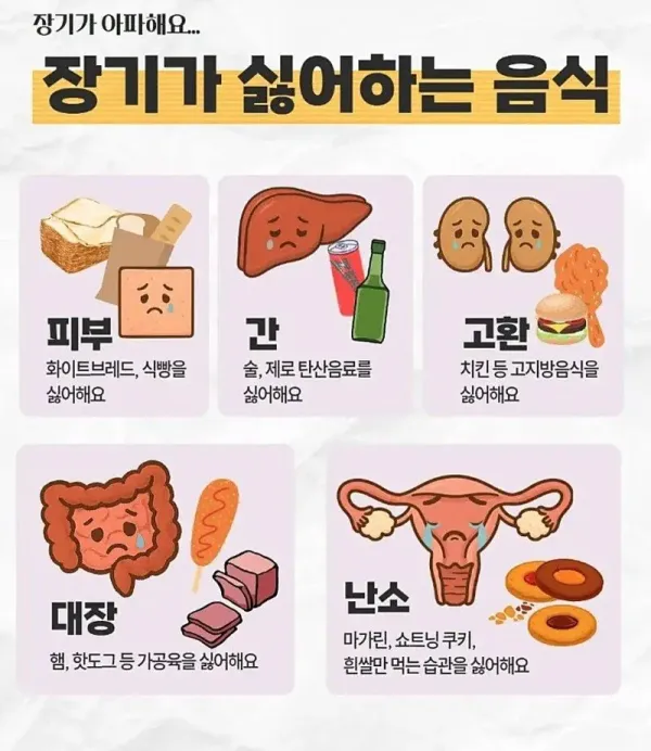 장기가 싫어하는 음식