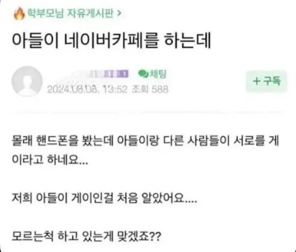 아들이 게이인 걸 알아버린 어머니