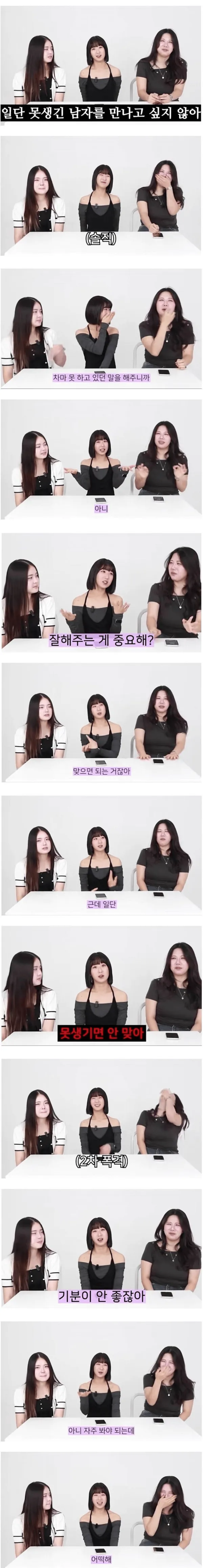 못생긴 남자를 볼 때 여자들의 속마음