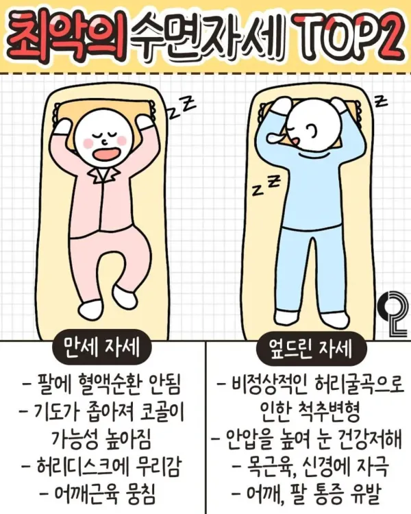 최악의 수면자세 Top 2