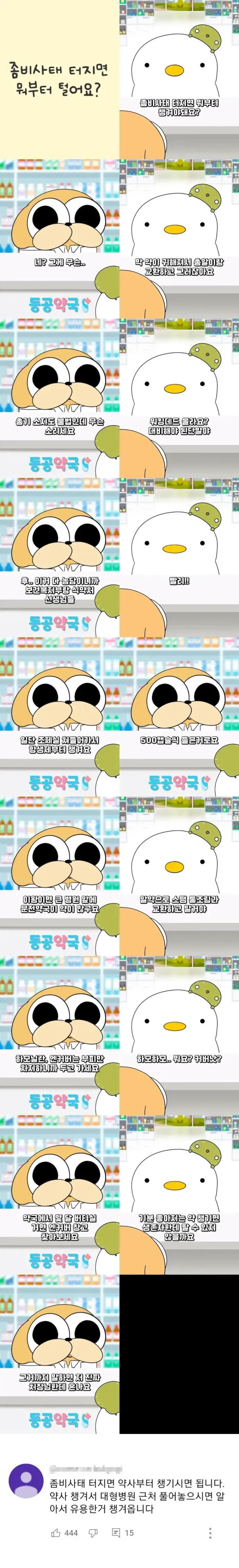 좀비사태가 터지면 약국에서 가장 먼저 챙겨야 하는 것