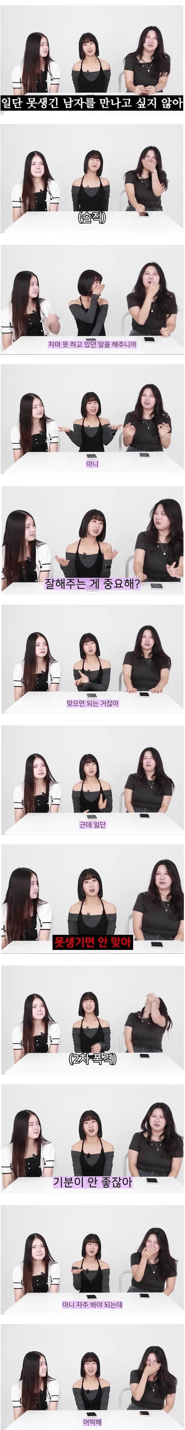 못생긴 남자를 볼 때 여자들의 속마음