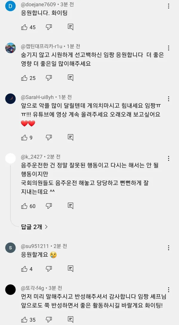 임성근 사과문 댓글..
