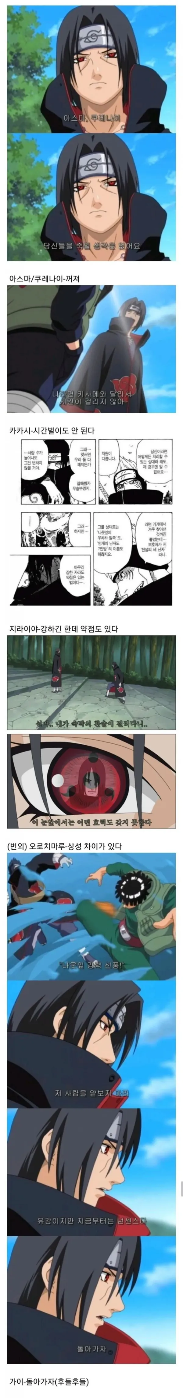 나루토 이타치의 상급닌자들 평가
