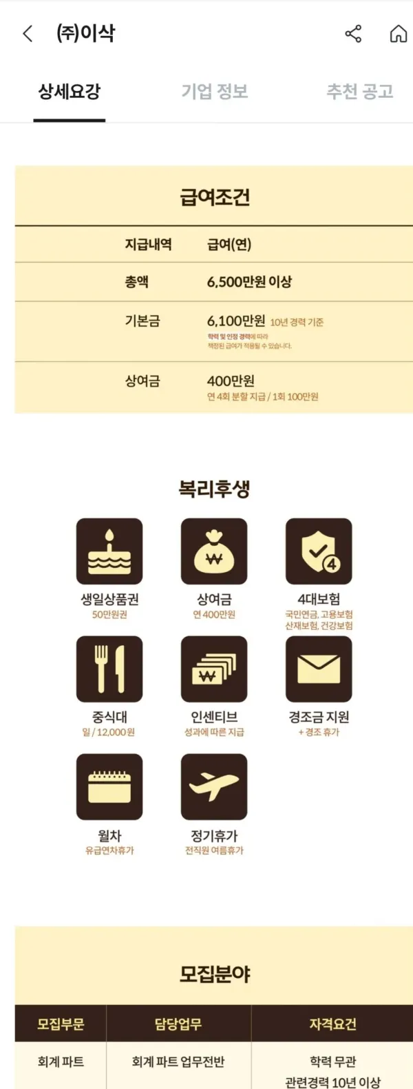 이삭토스트 10년차 연봉