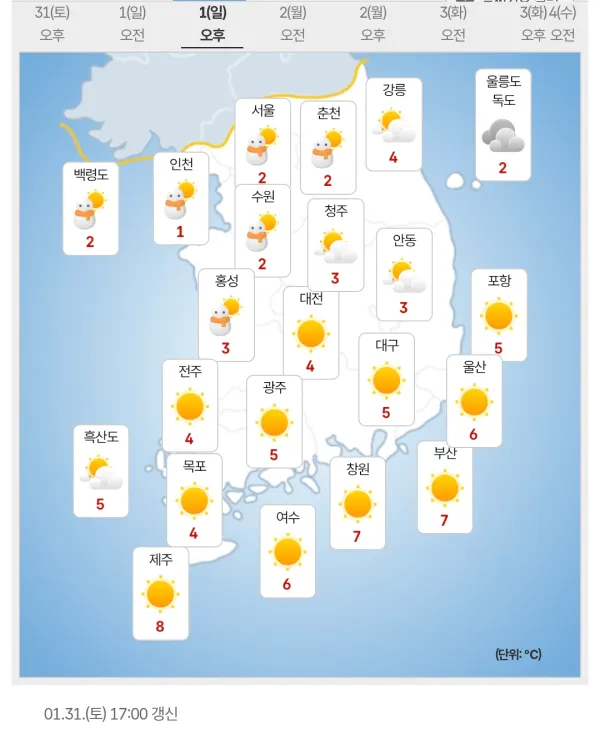 오늘 전국 날씨