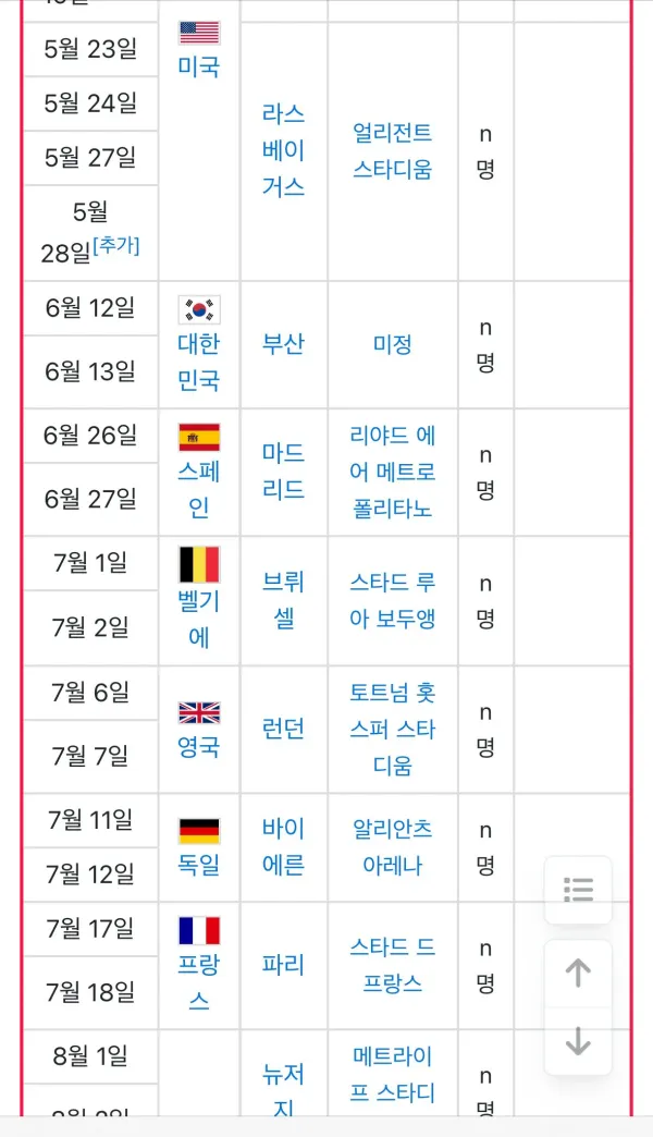 올해bts 월드투어 일정
