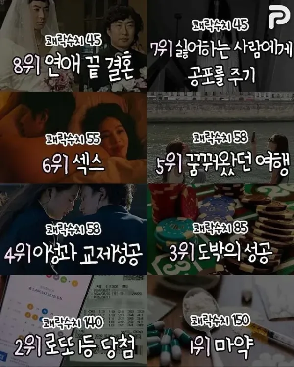 인간이 느낀다는 쾌락 수치 40