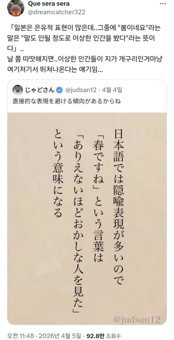 봄과 관련된 일본의 은유적 표현