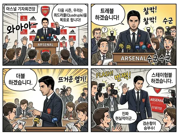 아르테타 기자회견 떴다!
