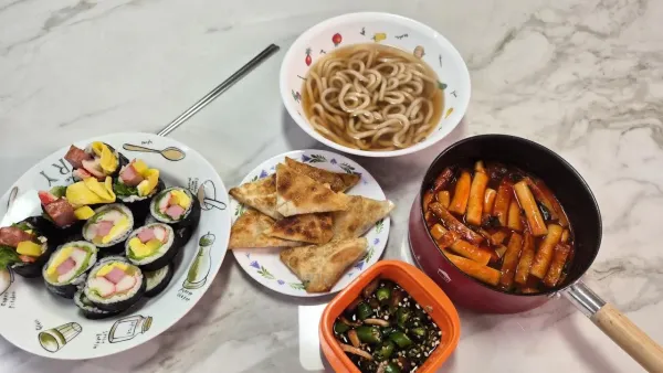 저녁 김떡 삼각만두