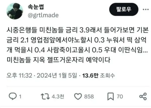 요즘 은행 금리 특징