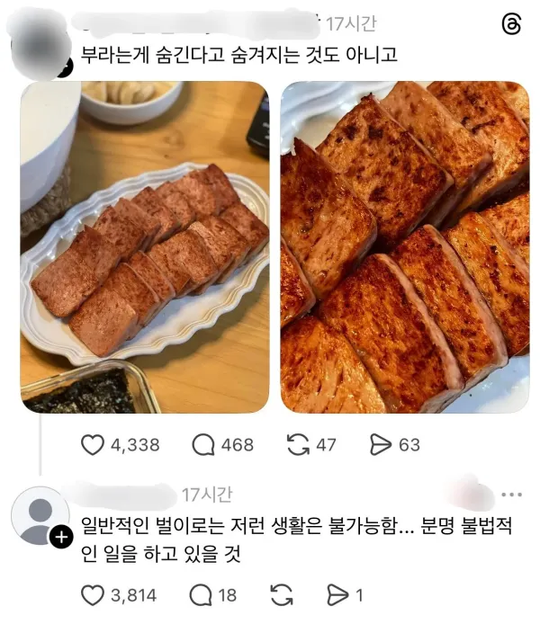 평범한 수입으로는 유지하기 힘든 생활 수준