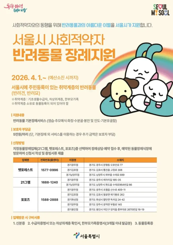 반려동물 장례식비 지원해주는 서울시