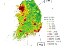 일본과 한국의 인구밀도 분포