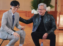 유퀴즈 촬영중인 유재석과 젠슨 황
