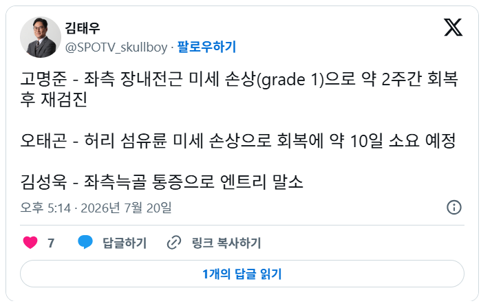 SSG 랜더스 메디컬 리포트